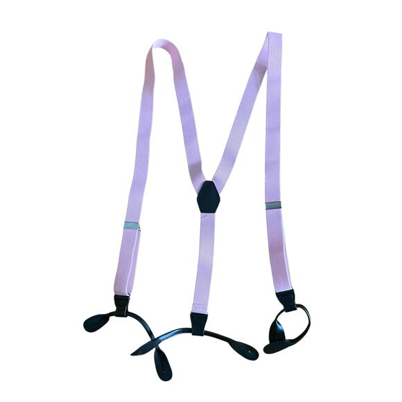 Vintage Y-shaped Fabric and Elastic Solid Pink Suspenders button pant attachment - Picture 1 of 6